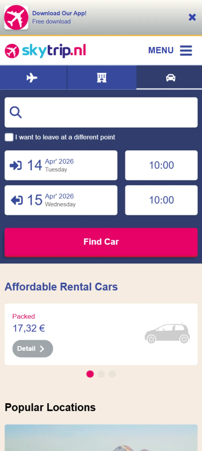 Mobile Car Rental Website