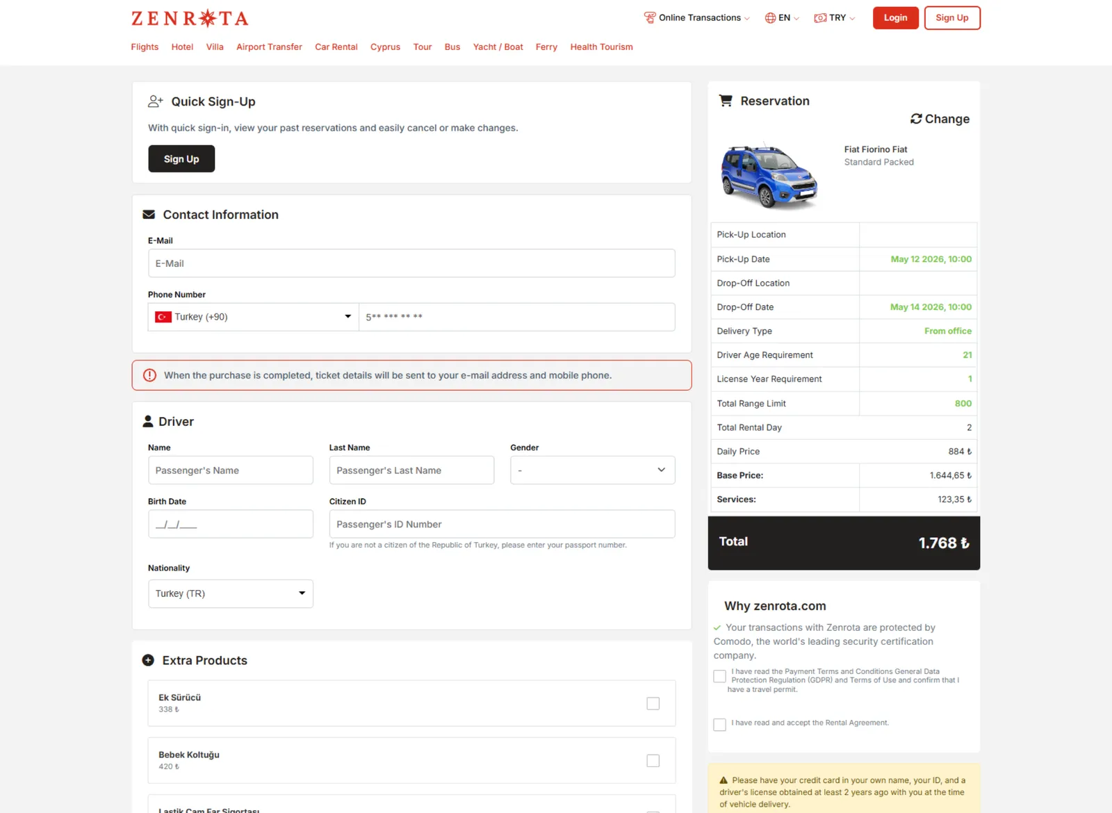 Online Car Rental Reservation
