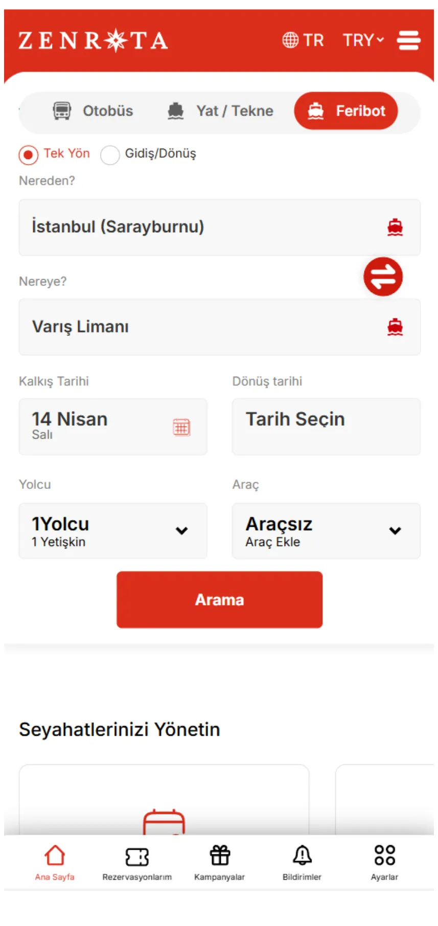 Mobil Feribot Bileti Satışı