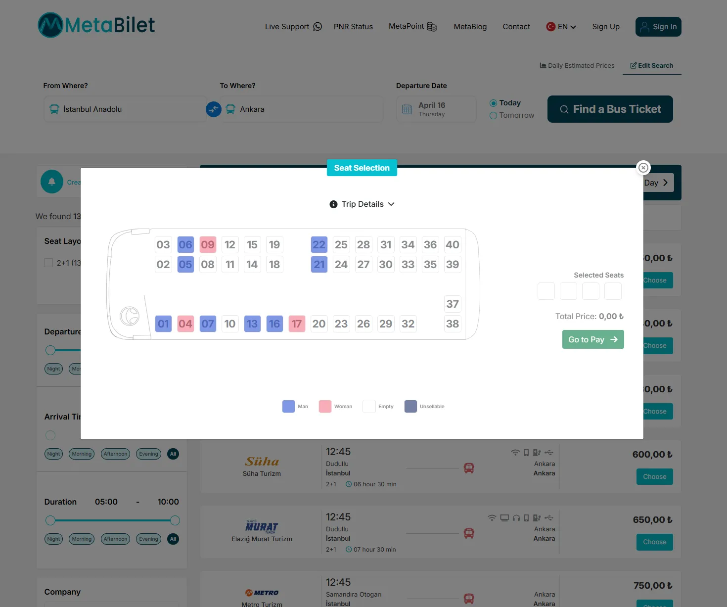 Online Seat Selection