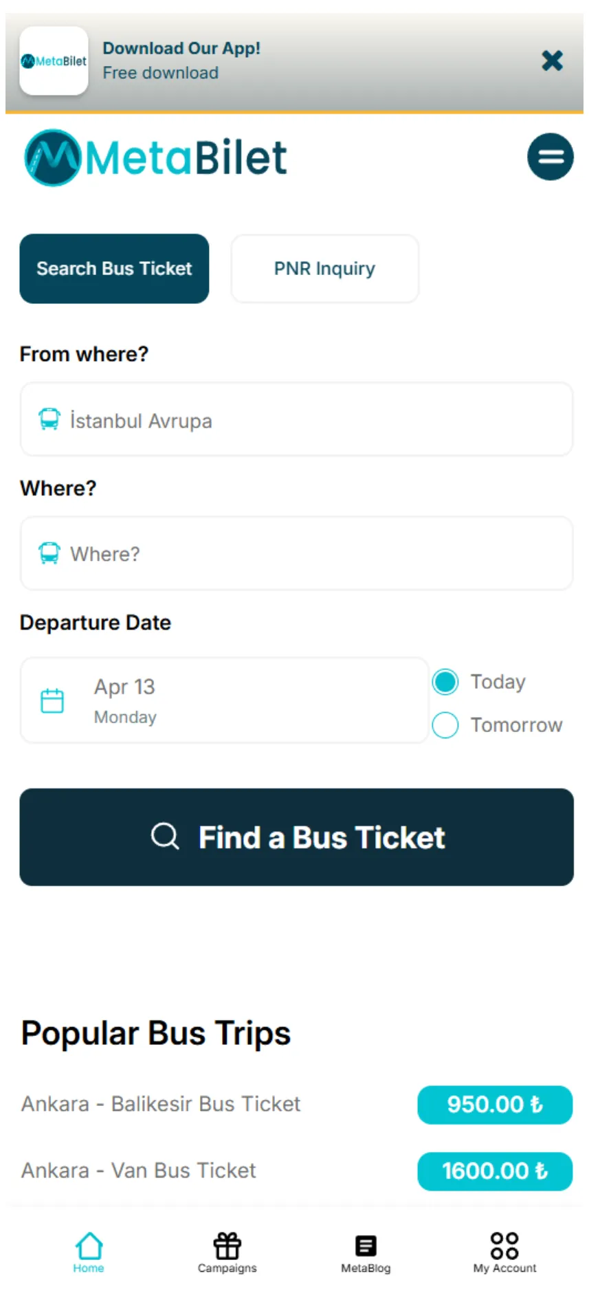 Mobile Bus Ticket Sales