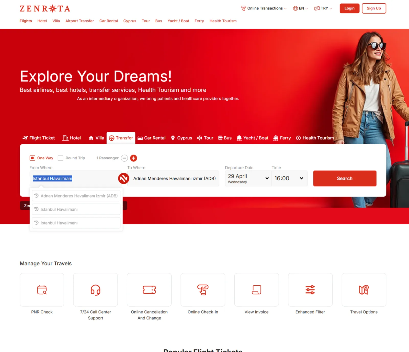 Transfer Search & Booking