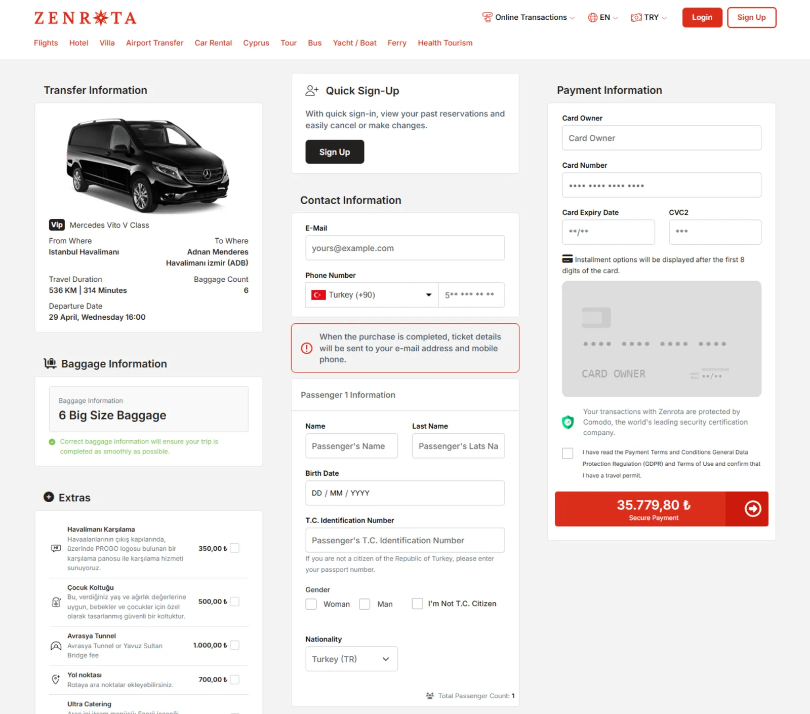 Transfer Detail & Payment