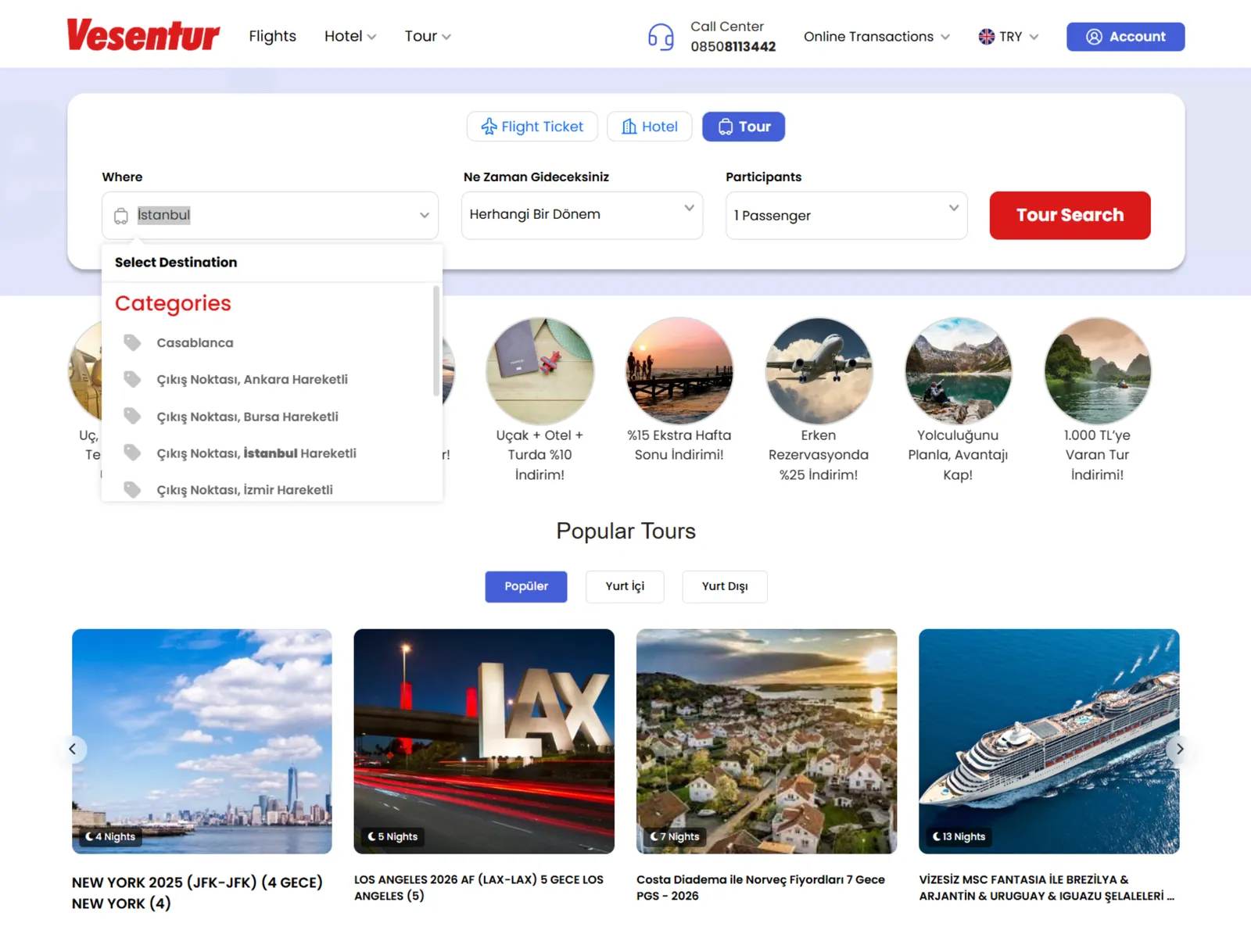 Tour Search & Destinations