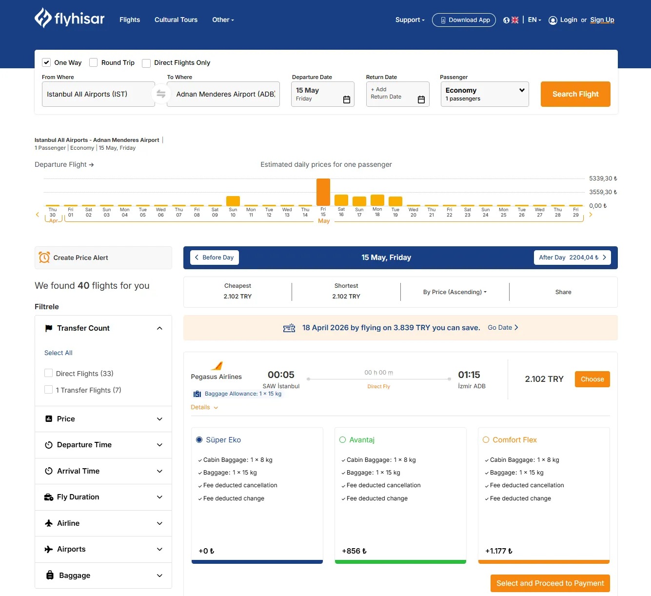 Flight Search & Results