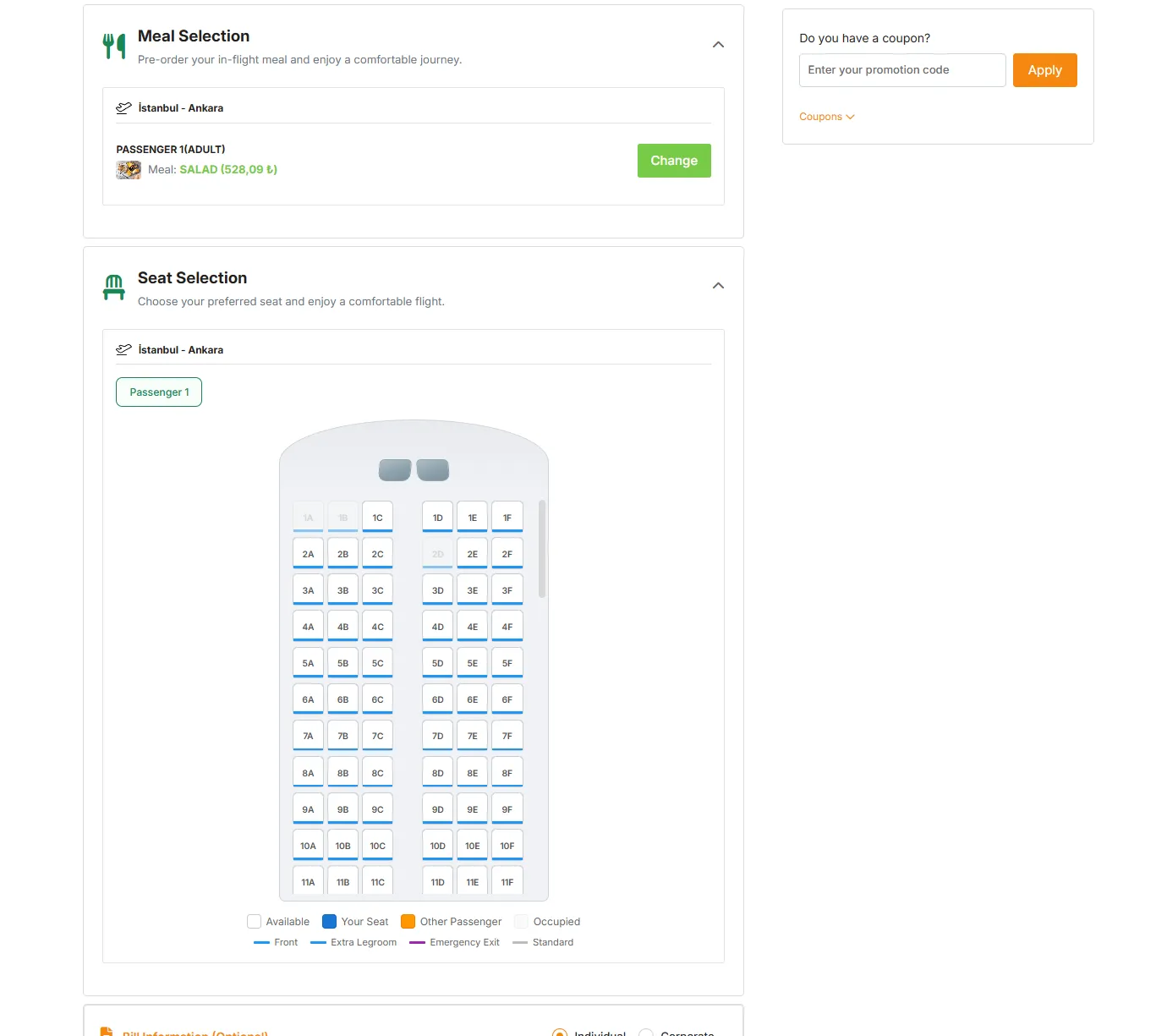 Online Seat Selection