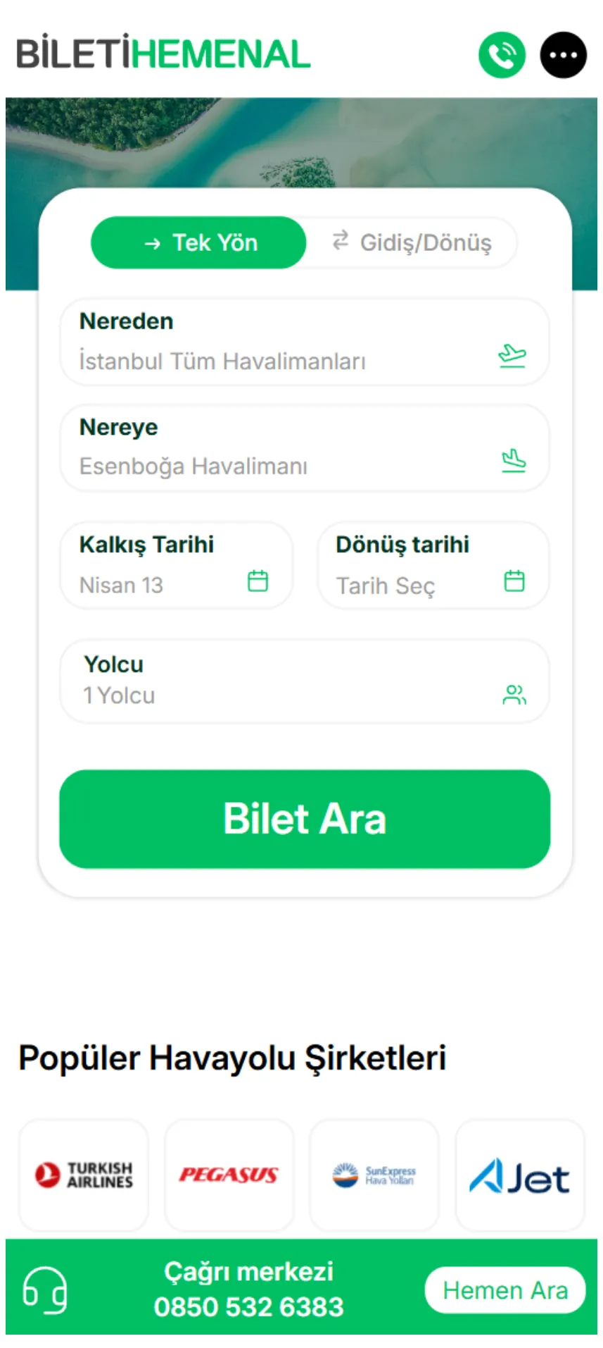 Mobil Uçak Bileti Satışı