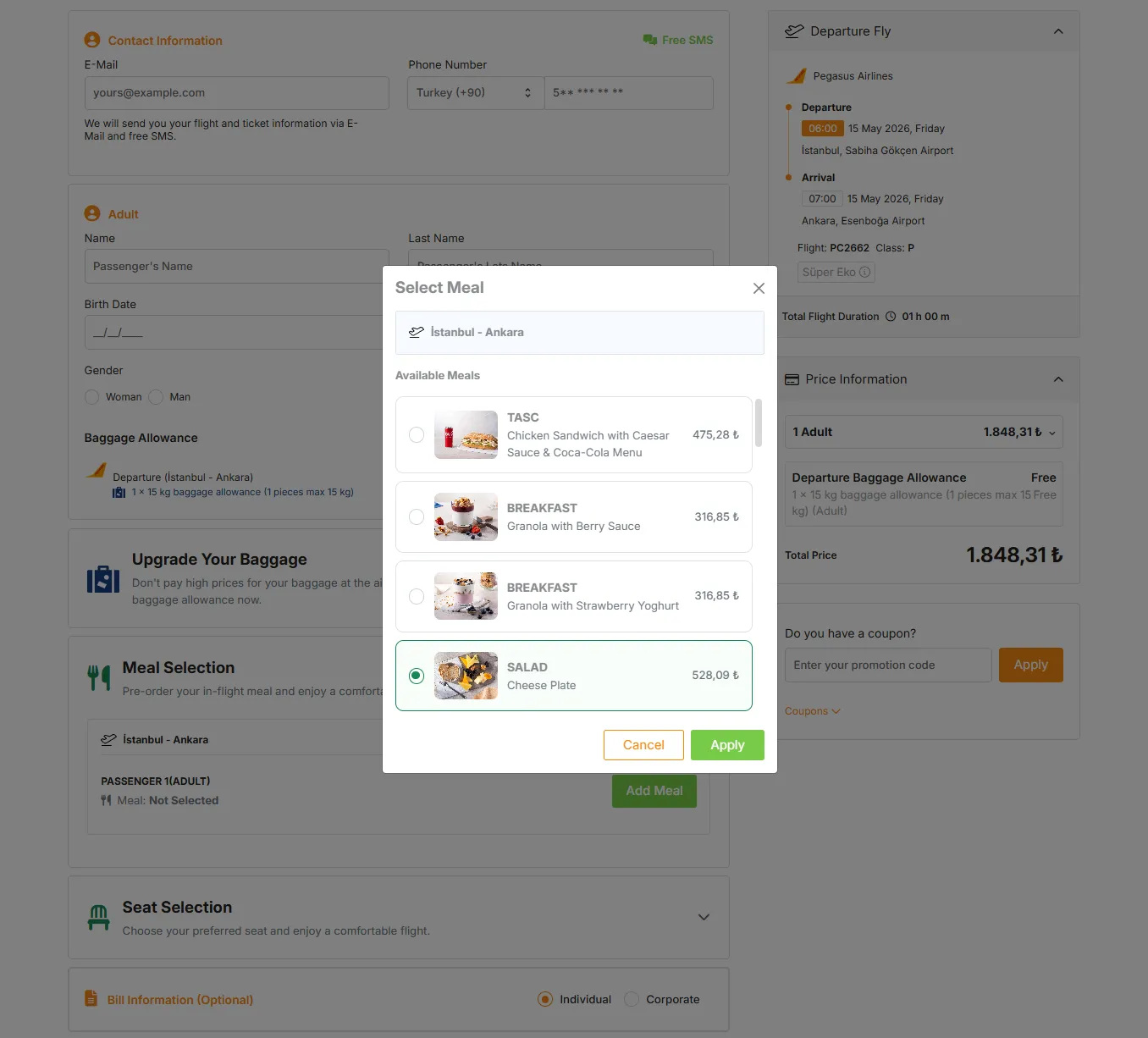 In-Flight Meal Selection